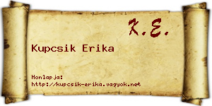 Kupcsik Erika névjegykártya